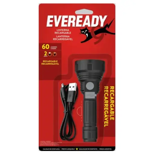 [ELE116] Linterna Eveready Recargable USB 60 Lumens 150mts