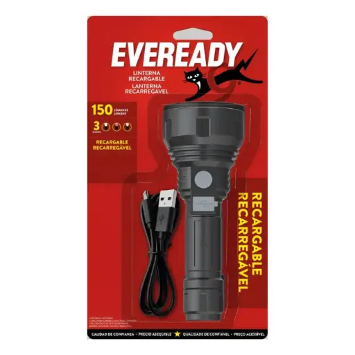 [ELE117] Linterna Eveready Recargable USB 150 Lumens 80mts