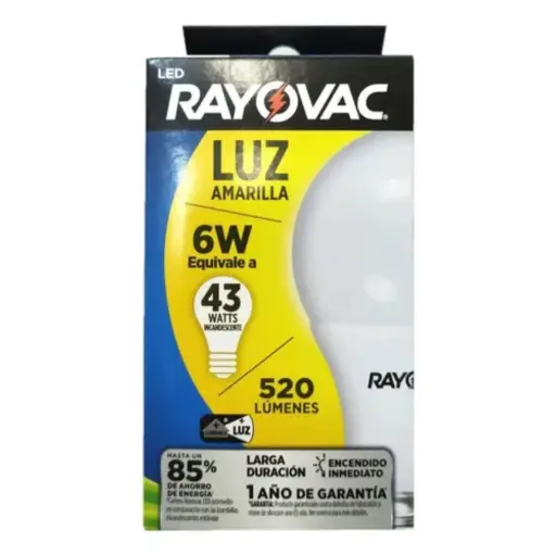 [R51] Lampara Rayovac 6w Led E27 Luz Calida