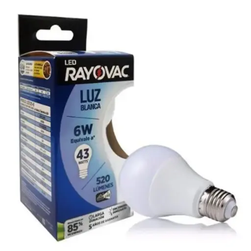 [R49] Lampara Rayovac 6w Led E27 Luz Fria